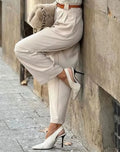 Calça Bamboo com Pregas e Bolsos Laterais