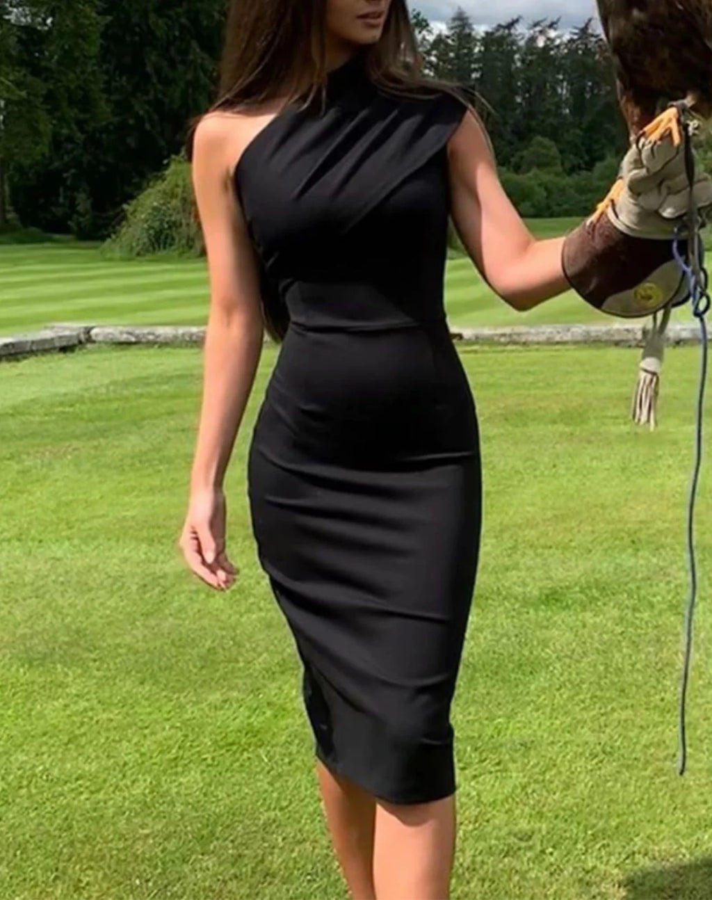 Vestido Midi Nashville de Um Ombro Só